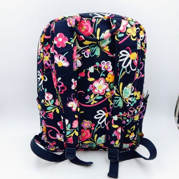 Vera Bradley Backpack Pretty Posies Navy Pink Multi Floral Quilted Laptop main image 9